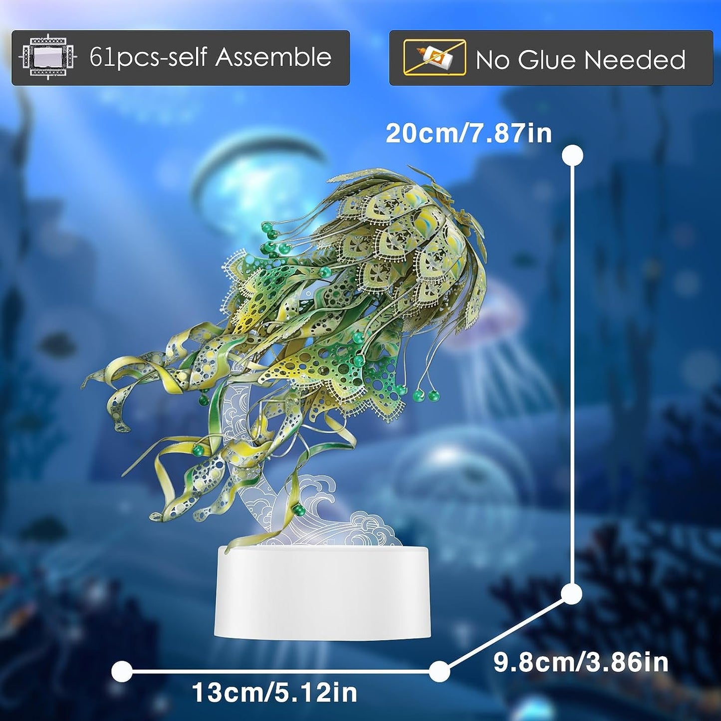 Piececool 3D Metal Puzzles for Adults - Marine Organism Jellyfish Night Light