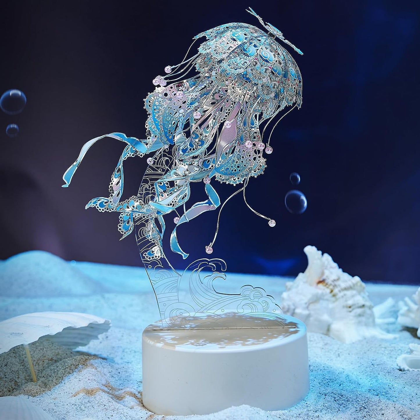 Piececool Jellyfish Night Light with USB Plug, Ocean Animals 3D Metal Model